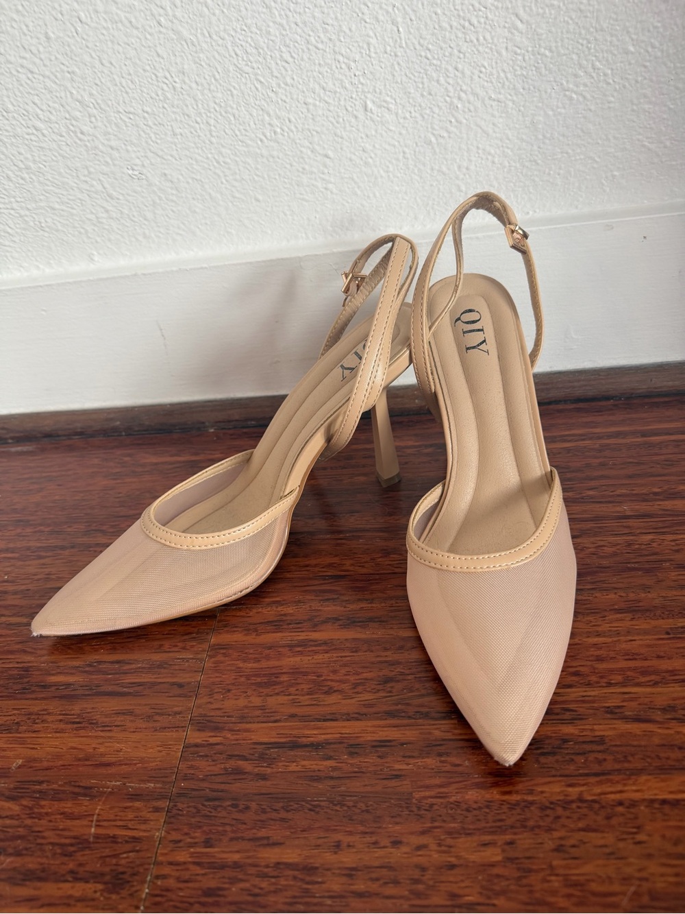 Nude Pointed Toe Slingback Heels